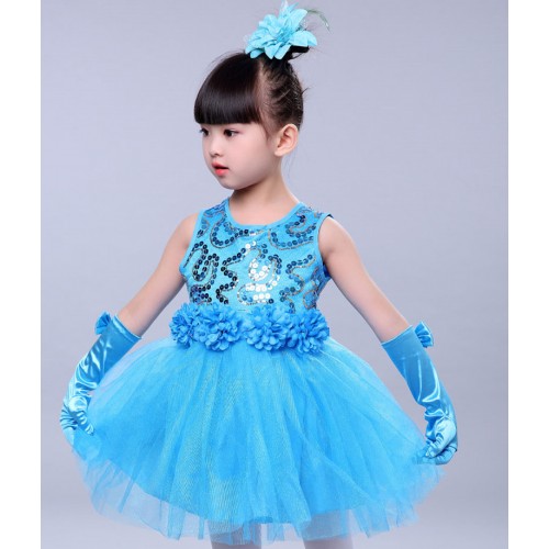 kids jazz dance dresses  robe de danse jazz pour filles stage performance princess modern dance school competition dresses